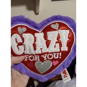 Kipp Brothers Plush Heart Pillow Crazy For You Purple Faux Fur Valentine Gift